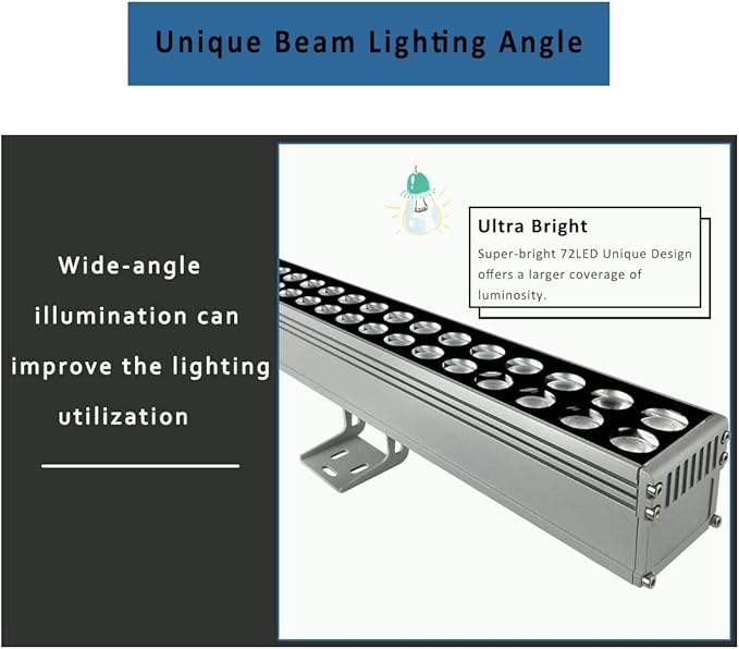 LED Wall Washer Lights-72W 5000K Daylight Wall Wash Lighting, 7200lm, 3.2ft/40, IP65 Waterproof for Indoor/Outdoor, Plug in 120V LED Light Bar for Sign, Wall, Art Display, Front Door, Yard