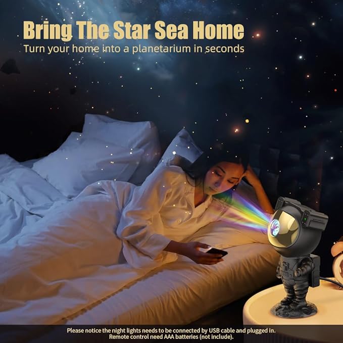 AceGamer Astronaut Galaxy Projector Night Light with Timer and Remote Star Starry Nebula LED Lamp, Gift for Kids and Adults for Bedroom, Christmas, Birthday, Valentine's Day etc. (Black-Golden)