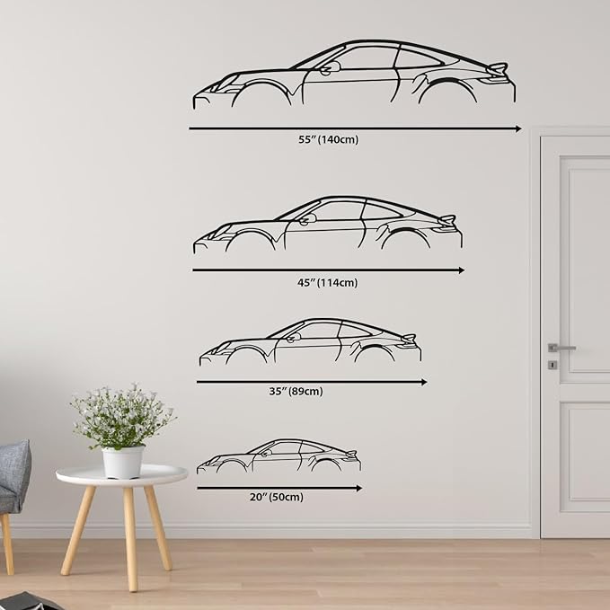 Camaro Silhouette Metal Car Wall Art, Sports Car, Automotive Silhouette Line Decoration, Minimalist Sculpture for Garage, Man Cave, Indoor Outdoor Wall Hanging, Gift for Boyfriend (Black-40x9.4” inch)