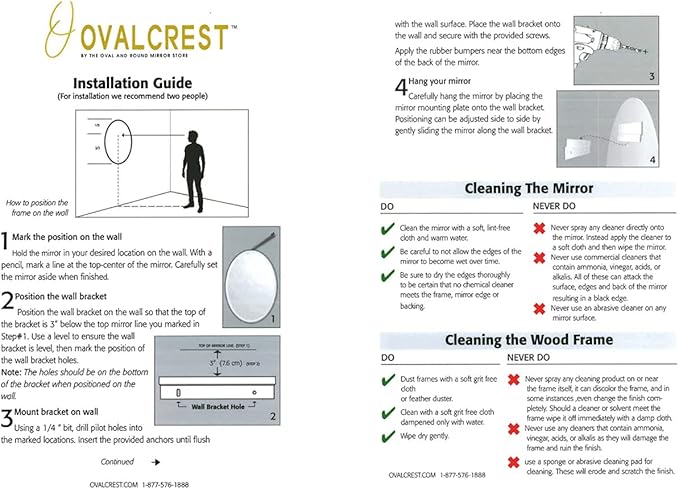 OVALCREST - Oval Wooden Beveled Wall Mirror for Home Decor, Bathroom, Vanity, Bedroom, Living Room, Hallway - London Style (Silver Spray) 25.1 x 19.1