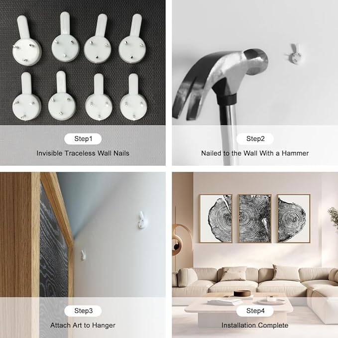 Large Vintage Tree Ring Framed Canvas Wall Art,Abstract Wood Stump Wall Decor,Neutral Annual Ring Artwork,Modern Black and White Art Print for Living Room,Bedroom,Office- 24"x36"x3