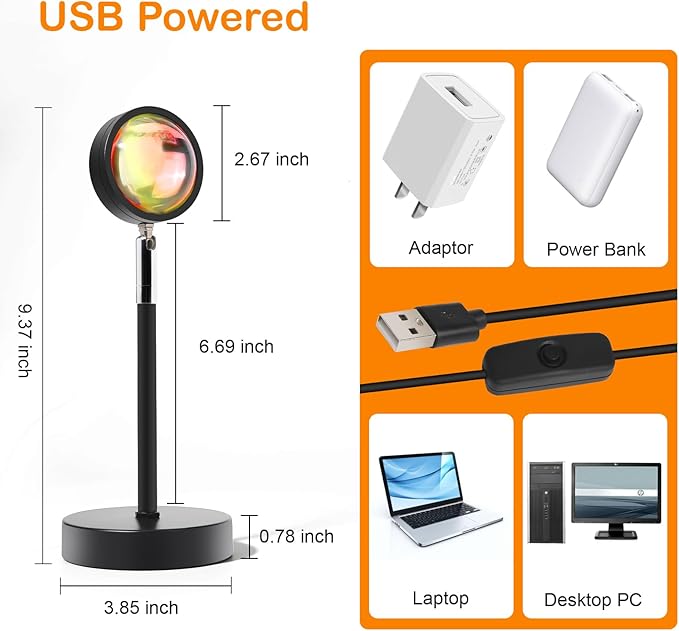 Sunset LED Lamp Projector, 21 Colors Changing App & Remote Control Mood Lighting, Music Sync Ambiance Lighting, Sunset Lamp for Bedroom, Living Room, Aesthetic Room Decor, Birthday Gifts for Women