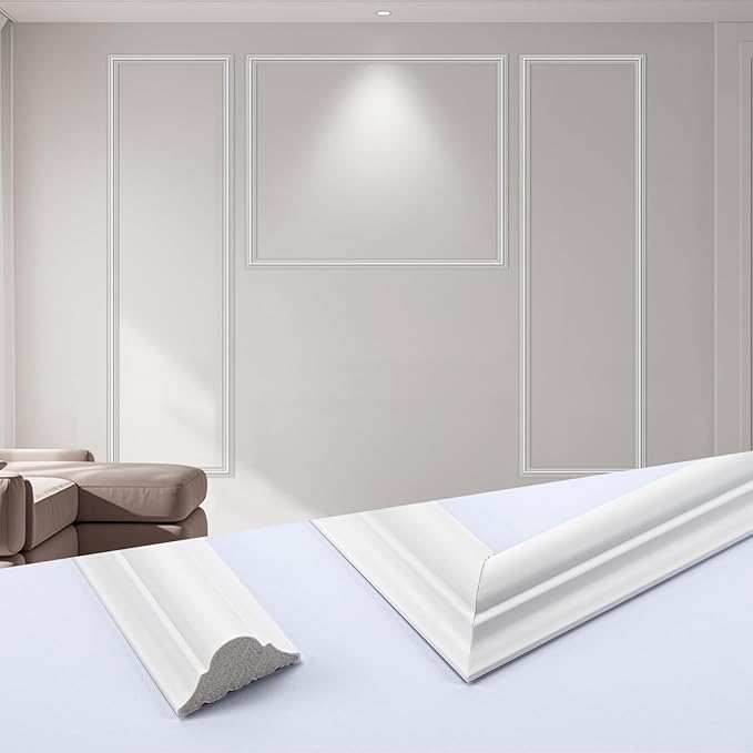 Art3dwallpanels Pre-Cut Wall Molding Set of 3 pcs, Ready-to-Assemble Wainscoting Panels for Interior Wall Décor Living Room Bedroom Accent Wall - Installed with Glue, 3 Frames