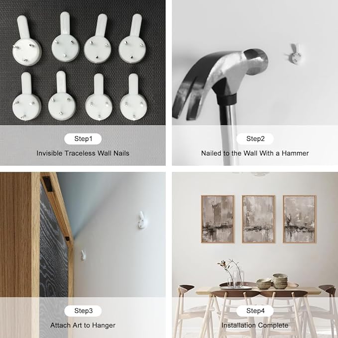 KAIRNE 3 Piece Abstract Neutral Gray & Beige Pastel Framed Canvas Wall Art Set - Minimalist Shapes, Modern Brush Stroke Design - Perfect for Living Room, Bedroom, Office Decor - 16"x24"