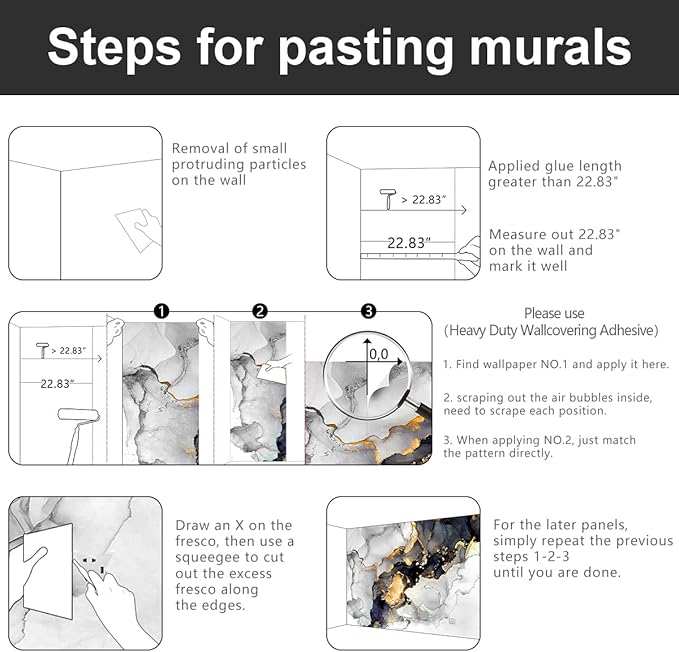 -Grey and White Marbled Fabric Wallpaper Living Room Abstraction Art Bedroom Bathroom Wall Mural- 91"x65"ļ¼ not Peel and Stickļ¼