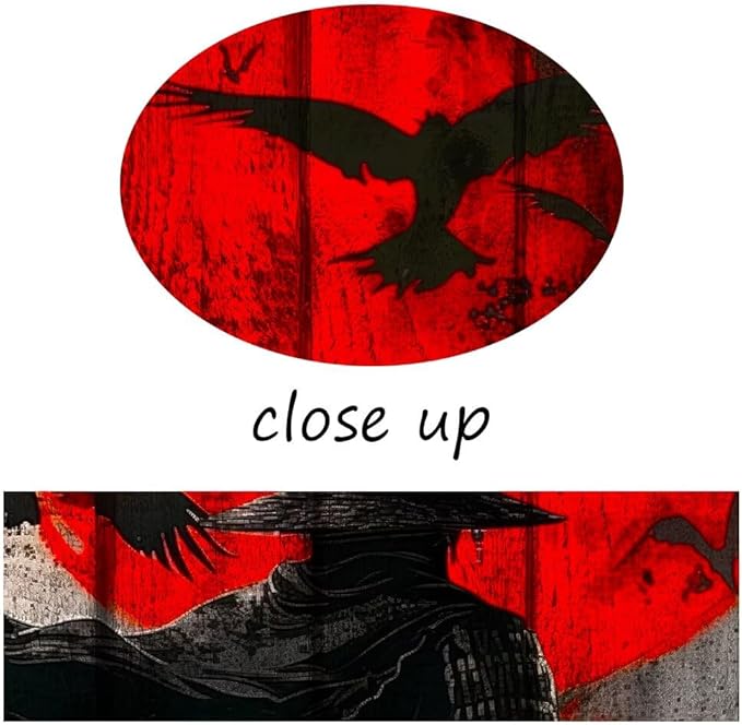 Japanese Samurai Retro Black and Red Atmosphere Asian Samurai Armor Red Moon Poster Canvas Wall Art Prints Bushido Poster Modern Home Decor Framed for Bedroom Living Room Office (24''W x 36''H)