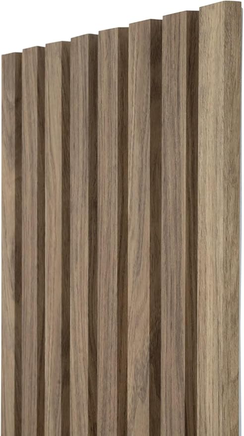 94" x 12.6" 3D Acoustic Slat Wood Wall Panels | Modern Sound-Dampening & Eco-Friendly Design (2-Piece Set) (Honey Walnut)