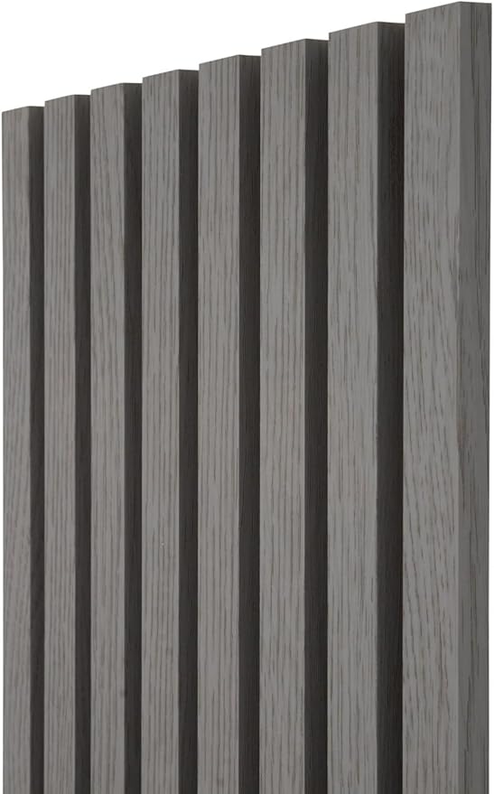 94" x 12.6" 3D Acoustic Slat Wood Wall Panels | Modern Sound-Dampening & Eco-Friendly Design (2-Piece Set) (Urban Slate)