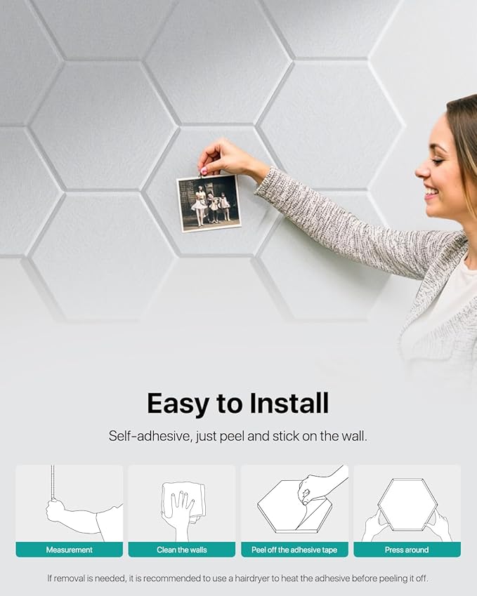 18 Pack Hexagon Acoustic Panels, Self-Adhesive Soundproof Wall Panels, High Density Acoustic Wall Panels, Sound Proofing Panels for Walls, Office, Reccording Studio, Ceiling 12" X 10" X 0.4" White