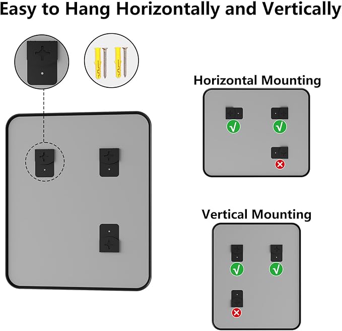 Koonmi Bathroom Mirror, 30X36 Inch Black Metal Framed Mirror for Bathroom, Tempered Glass, Anti-Rust, Rounded Rectangle Mirror for Restroom, Bedroom, Black