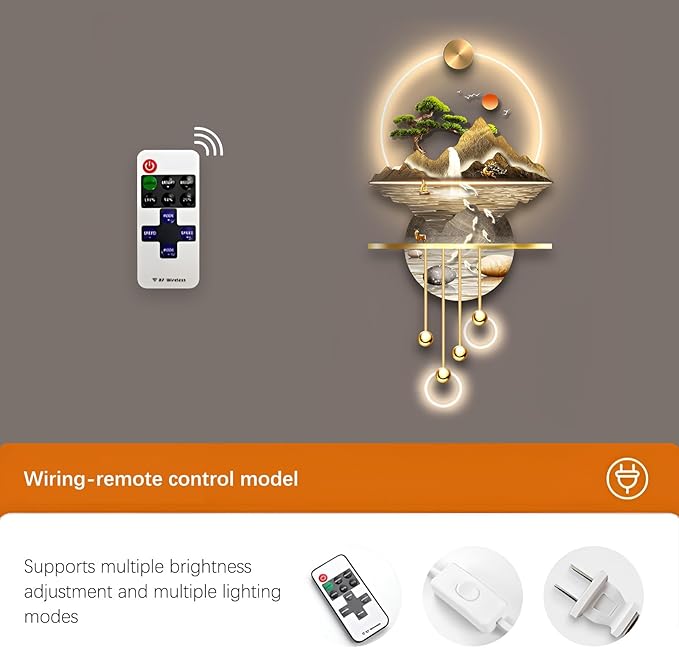 3D Wall Sculptures Painting Hanging Plug-in Power Supply Home Decor Wall 3D Wall Art Decoration - LED for Living Room, Office Bedroom, Hotel Decor(Stylle B,23.62 * 53.54)