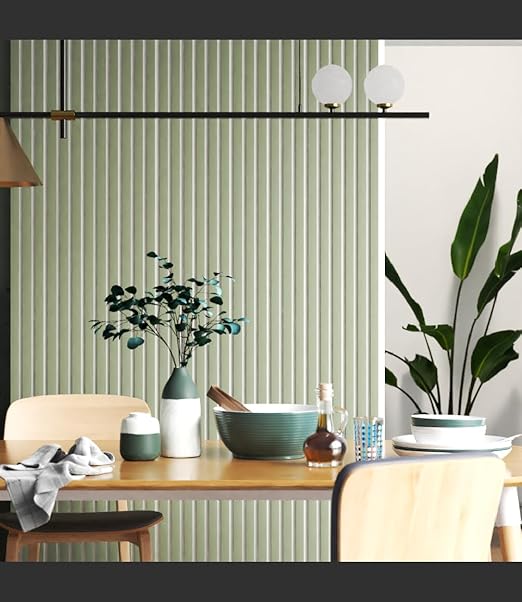 94" x 24" Acoustic Wood Slat Wall Panels – Modern Decorative Soundproof Panels for Walls & Ceilings, Premium Noise-Reducing Wood Paneling for Home & Office (Set of 10) (Alamosa Green w/White Base)