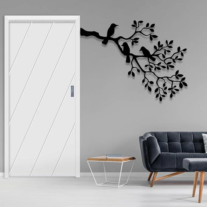 Metal Bird Wall Art, Birds on Branch, Metallic Branches, Metal Tree Branch Wall Art, Metal Wall Art Nature, Metal Wall Art, Metal Wall Decor for Living Room, Wall Hangings (35"x27" | 90x68.5 cm, Gold)