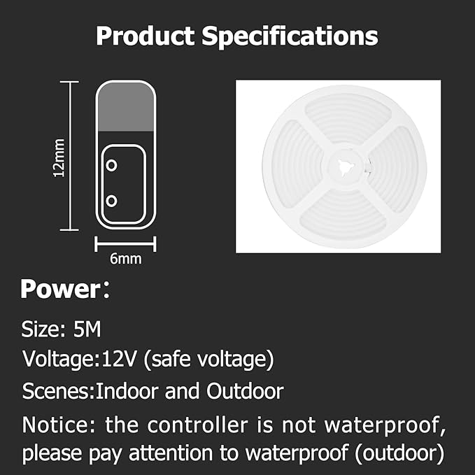 Neon Rope Lights, 16.4ft Rope Lights with Dimmable Remote and Adapter, Waterproof Flexible Smart Led Strip Lights for Bedroom, Super Bright, DIY Neon Sign, Indoors Outdoors Wall Decor, White