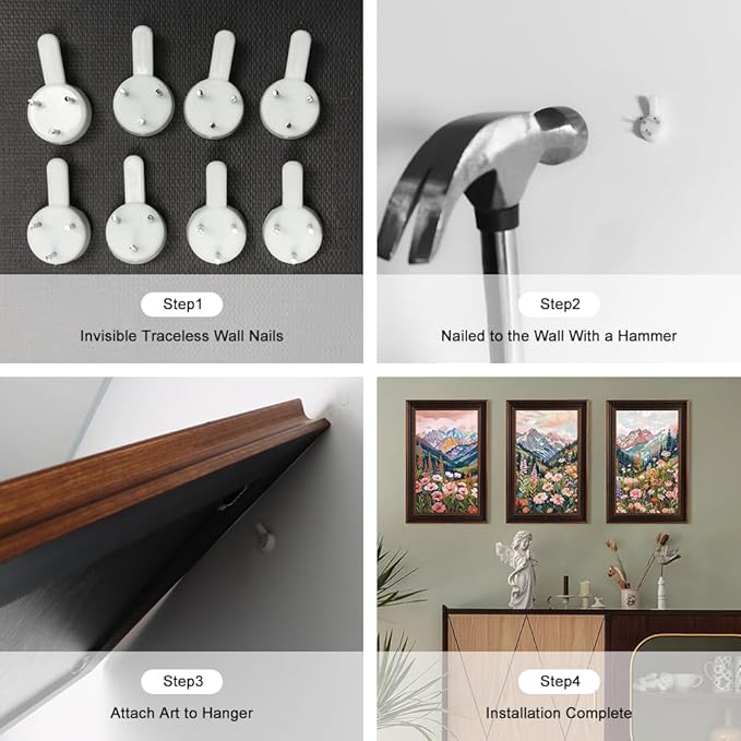 Large Colorful Floral Blossom Framed Canvas Wall Art,Natural Ridge Mountain Wall Decor, Boho Botanical Artwork, Modern Scenery Art Print for Living Room,Bedroom,Office- 16"x24"x3