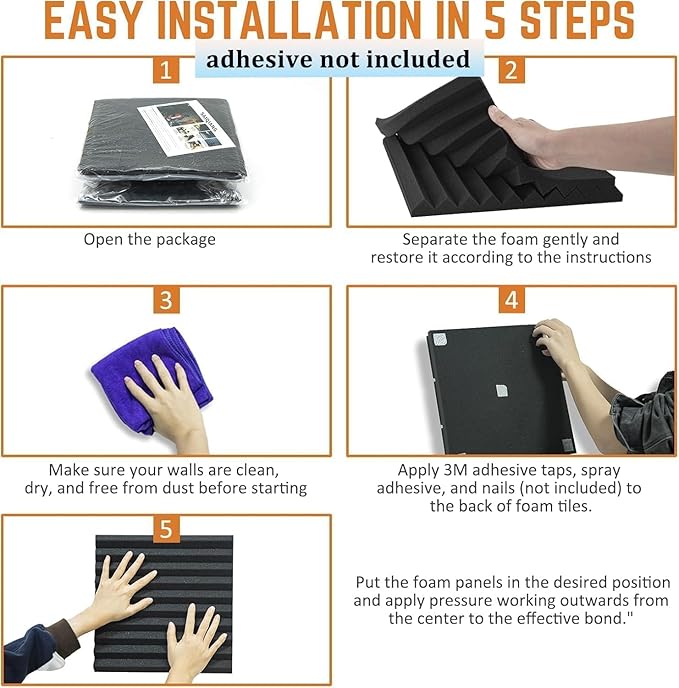 Blue Acoustic Panels 24 Pack 1 x 12x 12 Inches Sound Proof Foam for Wall Soundproof Noise Cancelling Wedge Studio Foam Panels Sound Absorbing High Density