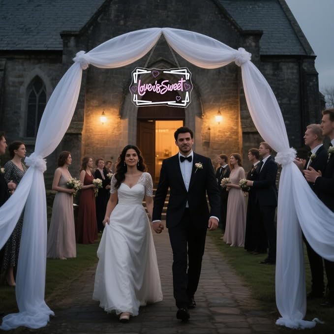 Lucunstar Love is Sweet Neon Sign,Led Light Sign for Wedding Decor Bridal Shower,USB Connectivity Led Sign with Dimming Switch for Home Wall Decor,Girls Decor,Party Room