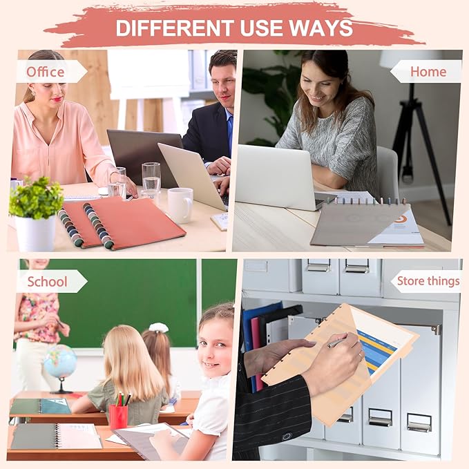 8 Pcs Discbound Pocket Dividers 8.5 x 11 Dividers with Tabs and Pockets Discbound Pocket Folders Letter Size Binder Divider Plastic Disc Planner Supplies for Business School Office(Vintage)