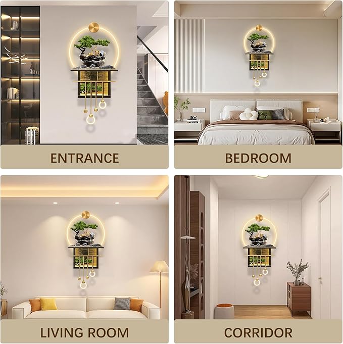 3D LED Wall Art Decor Creative Landscape Sculpture with LED Lights Modern Home Decorative Wall Lamp Large Decorative Painting for Home Entrance Hallway Bedroom(Stylle D,23.62x53.54in)