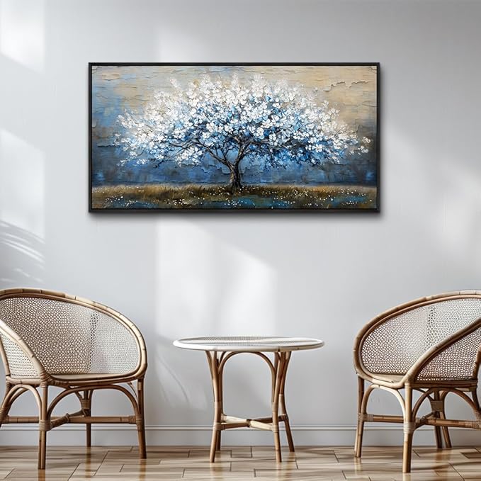 KELIYUAN Wall Art For Living Room Wall Decor For Bedroom Large Canvas Black Framed Wall Painting Abstract Tree Pictures Office Dining Room Decor Artwork Hotel Room Mural Home Decoration 30"X60"