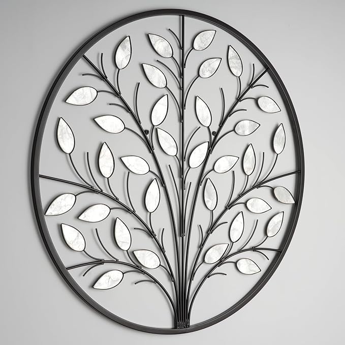 ALICE HOUSE Metal Wall Art with Shell Leaves, 26" Tree Wall Sculpture, Wall Decor for Living Room, Dining Room, Bedroom, Entryway AL4101