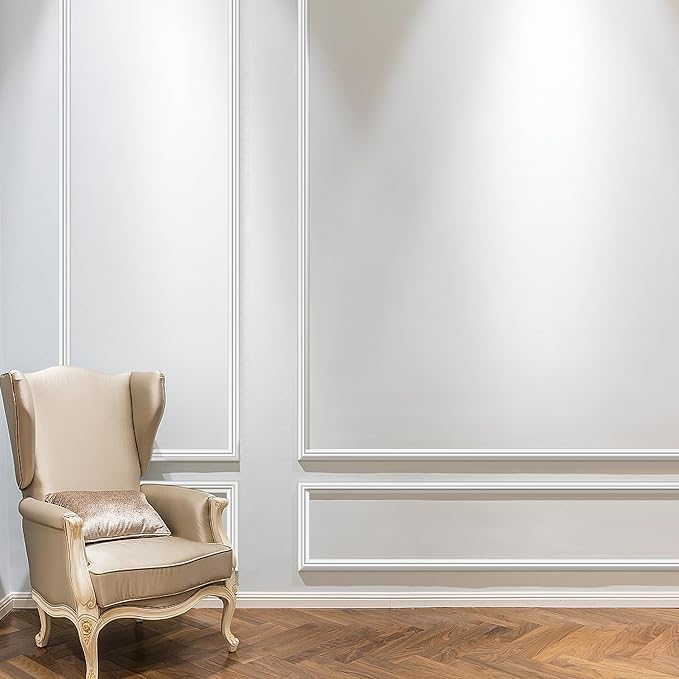 moonoom 20 Ft x 1.6''Wall Decoration Molding Trim,Self-Adhesive 3D Chair Rail Panel Molding, Flexible DIY Wall Trim for Walls Mirror Window Frame and Home Decoration