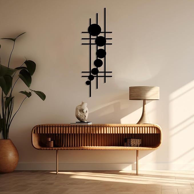 Modern Geometric Abstract Metal Wall Art, Mid-Century Modern Wall Decor, Geometric Wave Artwork, Large Wall Sculpture for Home, Layered Metal Wall Decoration, Housewarming Gift