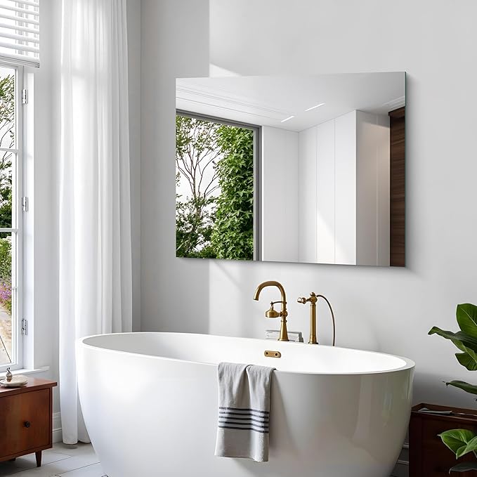 KOCUUY Frameless Mirror, 36"x48" Bathroom Mirror for Over Sink, Unframed Vanity Mirror, Large Rectangle Mirror for Bathroom, Bedroom, Living Room, Entryway, Upgraded Shatterproof