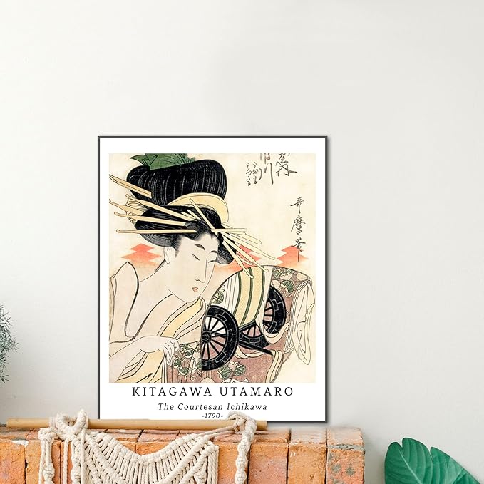 Berkin Arts Wall Art Unframed Prints Giclee Art Paper Set of 4, 11x14 inch Japanese Ukiyo-e Artwork, Office Decoration Elegant Women Portrait Illustrations Unique Gift Kitagawa Utamaro Prints