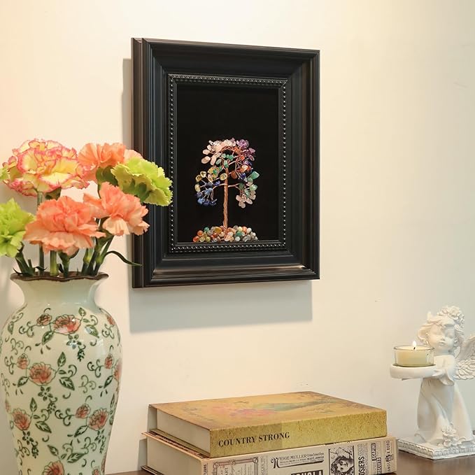 FOLKOR LIFE Vintage Wall Art Decor, Framed Wall Sculptures Art with Embossed Crystal Tree for Home Decor, Living Room Décor, Housewarming Gifts for New Home, 13 * 13"