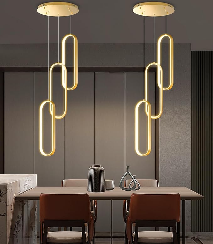 Modern Ring Chandelier LED Dimmable Ceiling Light for Kitchen Island Living Room Staircaes Dining Room Gold