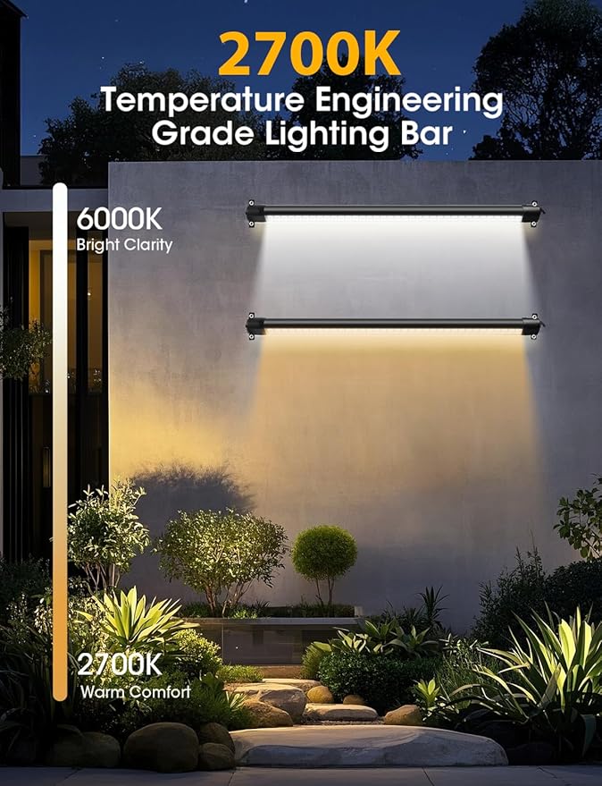 Pro-Grade 54W LED Wall Washer Light Bar 2700K Warm White 6480LM, 40 Inch IP67 Waterproof Outdoor Wall Washer Lights with ON/Off Switch for Landscape & Building (2 Pack)