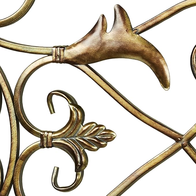 Touch of Class Merano II Traditional Antique Gold Openwork Scrolling Decorative Metal Wall Art Grille Sculpture | Fleur De Lis Designs | Scrolls Decor for Bedroom, Living Room