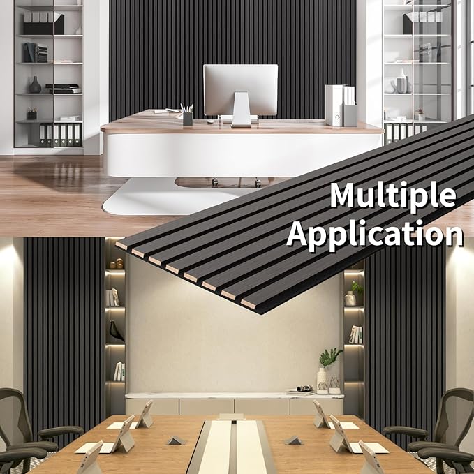 Art3dwallpanels Wood Slat Wall Panel, 108'' x 13'' Wood Panels for Wall 2 Pack 3D Soundproof Wall Panels, Large Acoustic Panels for Interior Ceiling and Wall Decor Noise Reduction,Smoky Wood