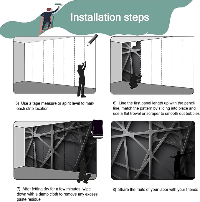 -3D Black Abstract Geometric Wallpaper Bedroom Living Room 140" x 91" (Not Peel and Stick)