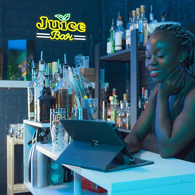 Looklight Juice Bar Neon Sign Bar Signs Neon Sign for Room Neon Light for Wall Led Neon Signs Connectivity Led Neon Signs for Bar Signs Juice Shop Party Home Decoration Bedroom Decor
