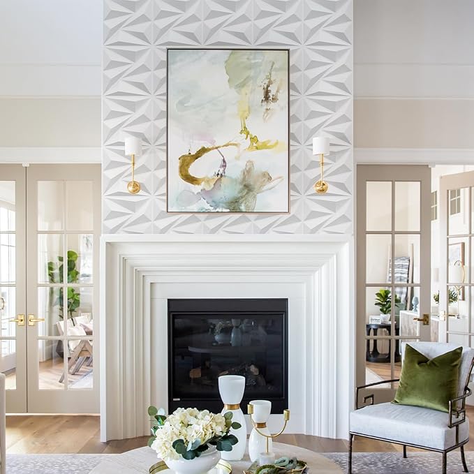 STICKGOO 33 Pack 3D Wall Panels for Interior Wall Decor, 12''x12'' PVC Textured Panels, White Accent Wall Panles for Living Room, Bedroom, TV Background