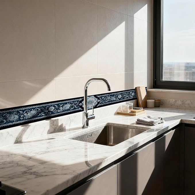 Nuxovilar Wallpaper Border Peel and Stick, Lace Floral Design Self-Adhesive Wallpaper, PVC 3.94×16.4 Ft, Ideal for Accent Walls, Nursery, Home Decor