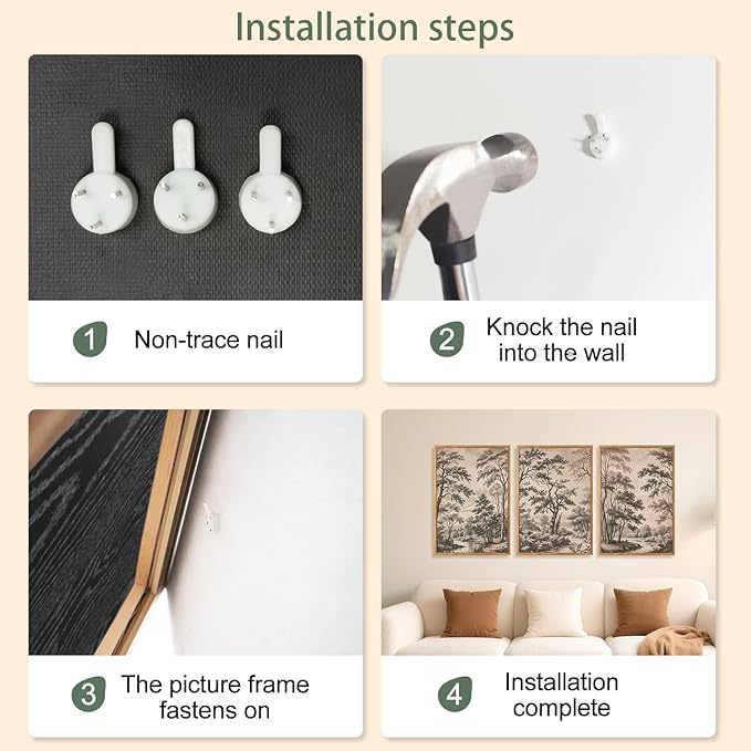 CHDITB Vintage Forest Framed Canvas Wall Art Set, Nature Tree Botanical Wall Decor,Scenic Art Spiritual Wall Painting, Neutral Artwork Wilderness Art Prints for Living Room Bedroom Office 16"x24"x3