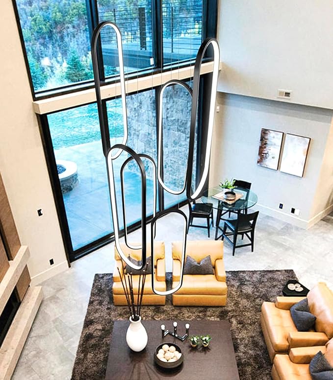 Modern LED Chandeliers for Foyer Entryway High Ceiling Long Staircase Chandeliers Dimmable Dimmable Flush Mount High Villa Foyer 2700k-6000k