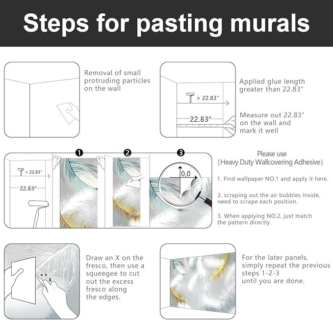 -Gold Modern Feather Fabric Wallpaper Living Room Bedroom Bathroom Large Wall Mural- 137"x96"ļ¼ not Peel and Stickļ¼