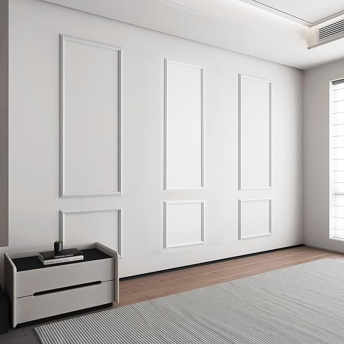 Art3dwallpanels Pre-Cut Wall Molding Set of 6 pcs, Ready-to-Assemble Wainscoting Panels for Interior Wall Décor Living Room Bedroom Accent Wall - Installed with Glue, 3 Top 3 Bottom