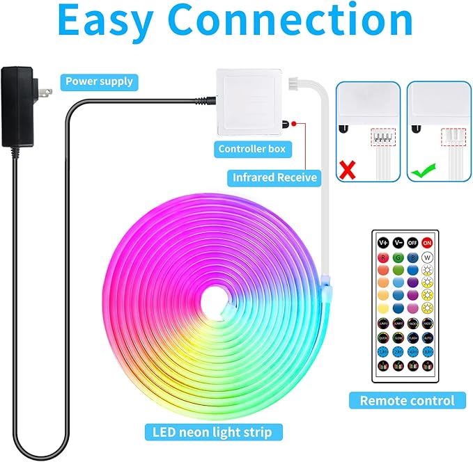 50ft Led Neon Rope Lights,Control with App/Remote,Flexible Led Rope Lights IP67 Outdoor RGB Neon Lights Waterproof,Music Sync Color Changing, led Lights for Bedroom Indoor