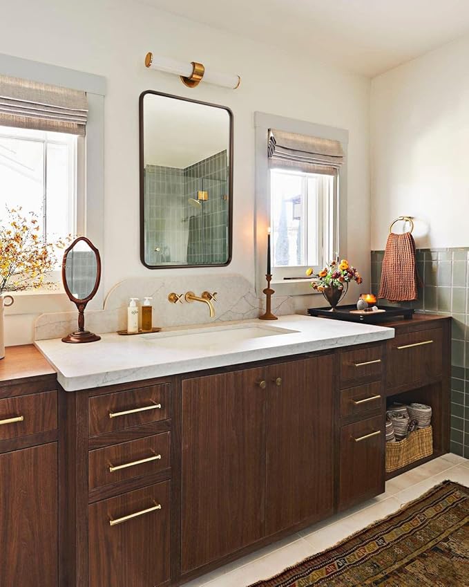 ANDY STAR Bronze Bathroom Mirror, 22X30’’ Bronze Mirrors for Wall, Rounded Rectangle Mirror for Bathroom Vanity Metal Framed, HD Reflection, Wall-Mounted Vertically or Horizontally