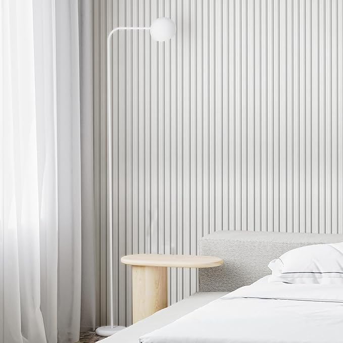 Art3d Slat Wall Panels, WPC Soundproof 3D Wall Paneling for Interior Wall Decor, TV Background, 8-Pack 96 x 6 in. Off-White