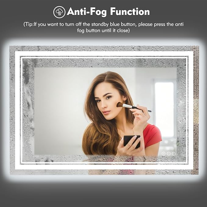 48x28 inch LED Bathroom Mirror with RGB Lights, Color Changing Backlit Mirror, Shatterproof, Dimmable Anti-Fog, Lighted Vanity Mirror (RGB Multicolor Backlit + Adjustable Front-Lighted)