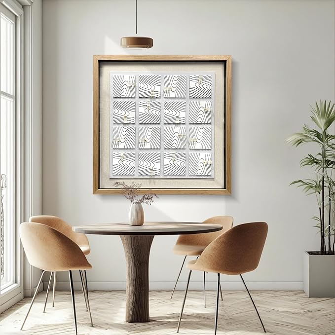 LIUZEYUE - Modern 3D three-dimensional relief, artificial crystal, gold foil art, living room, office room wall decoration 31.5"x31.5" white