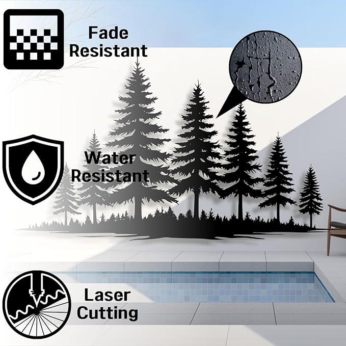 Metal Pine Tree Wall Art - Nature Decor, Christmas Pine Tree, 48"W x 27"H