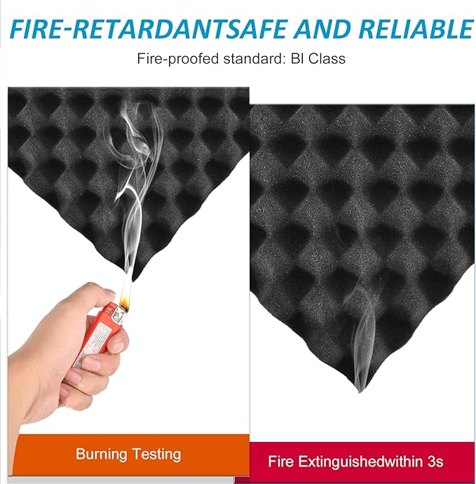 4 pack, 48x24x2 inches acoustic foam panels Egg Crate Foam Padding sound proof panels for walls Soundproof Foam Studio Acoustic Treatment Studio Foam panels Soundproofing Used to Absorb Echoes