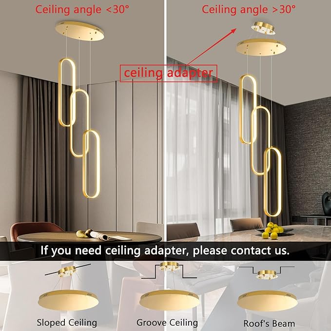 Modern Ring Chandelier LED Dimmable Flush Mount Ceiling Light for Foyer Living Room Staircaes Gold